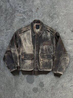 Vintage 1987 Avirex Type A-2 Glenn Miller AAF Band Hand Painted Leather Jacket